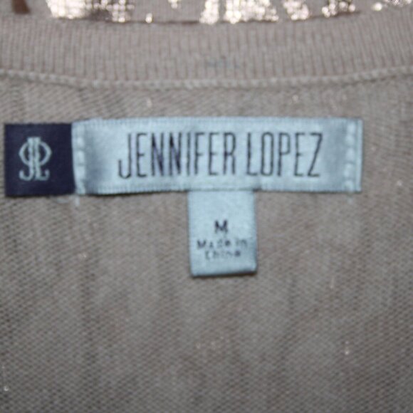 Jennifer Lopez $58 Gilded Glamour Sz M Pink Metallic Animal Print Cotton Top - Picture 9 of 16
